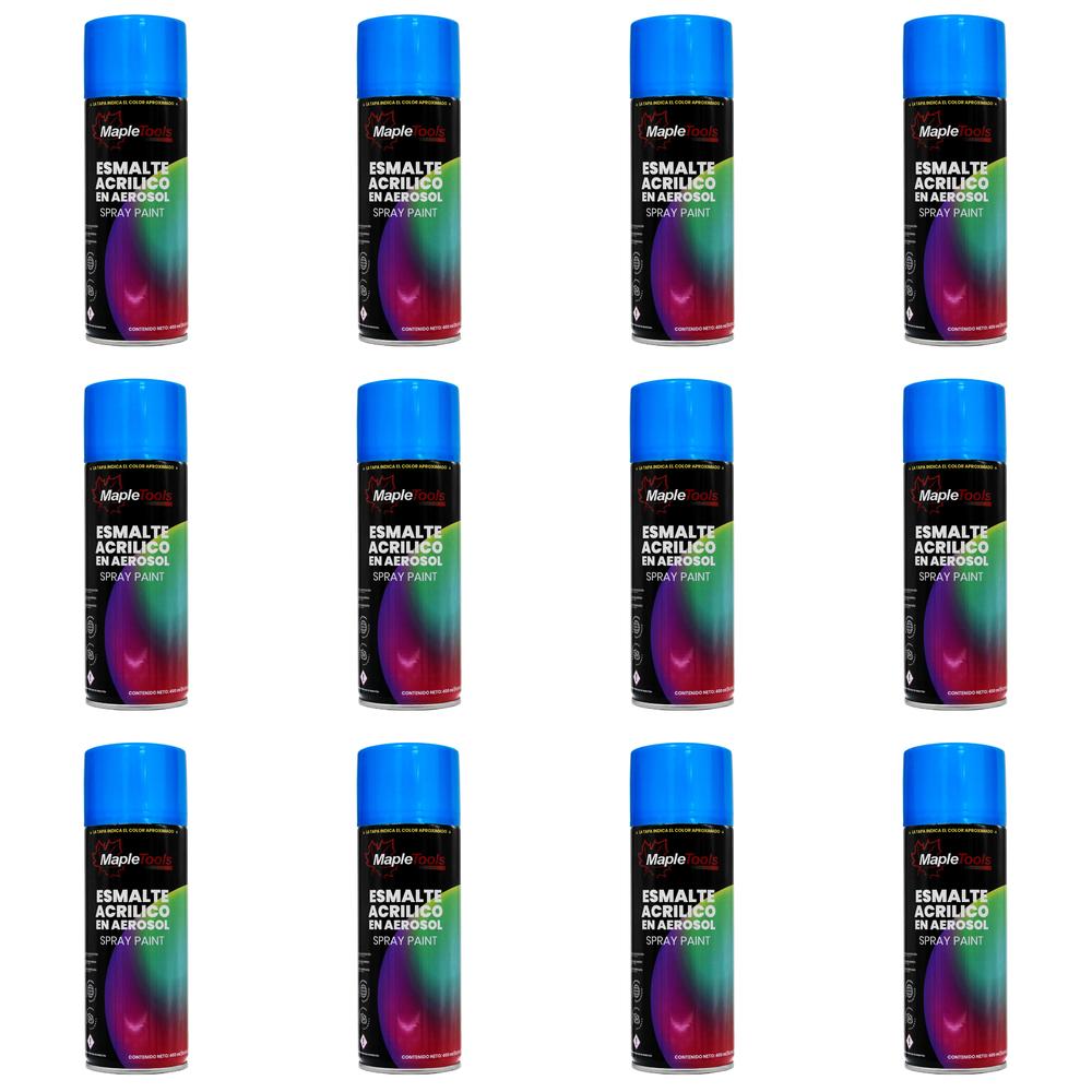 Pack 12 Pinturas En Aerosol Azul Flourescente Maple Tools