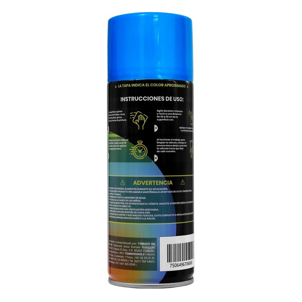 Foto 4 pulgar | Pack 12 Pinturas En Aerosol Azul Flourescente Maple Tools