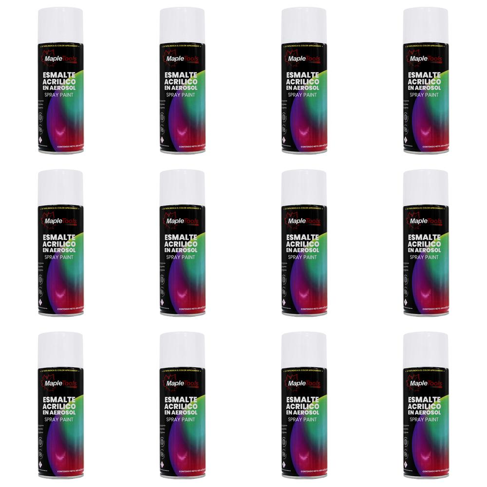 Pack 12 Pinturas En Aerosol Blanco Brillante Maple Tools