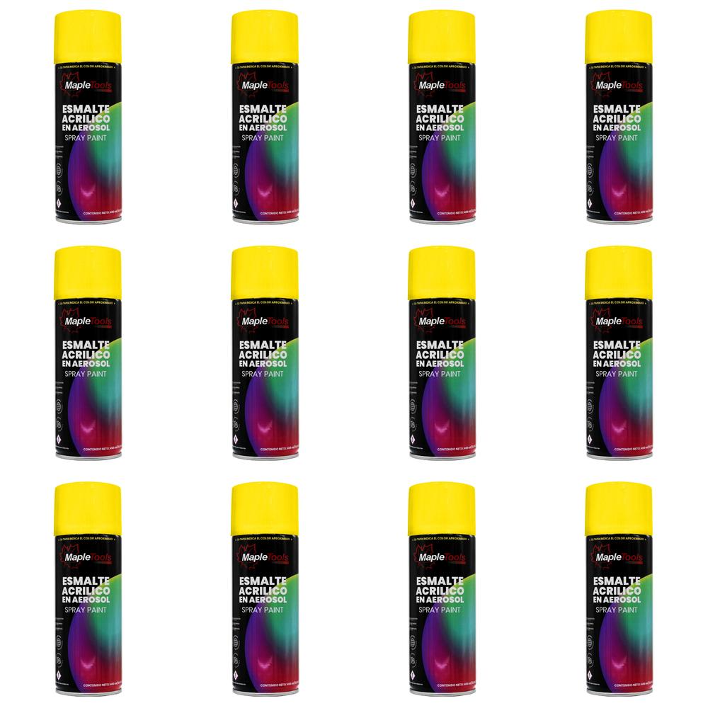 Foto 1 | Pack 12 Pintura Aerosol Amarillo Flourescente Maple Tools