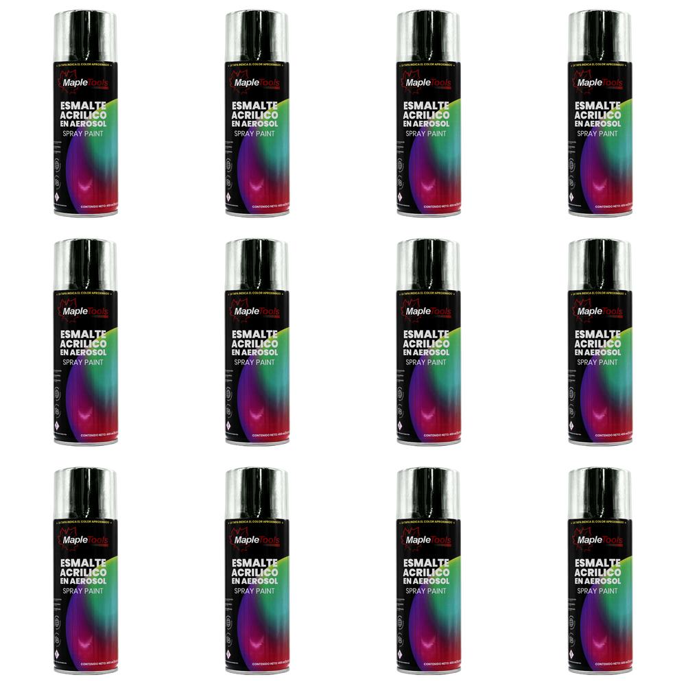 Pack 12 Pinturas en Aerosol Maple Tools Plateada