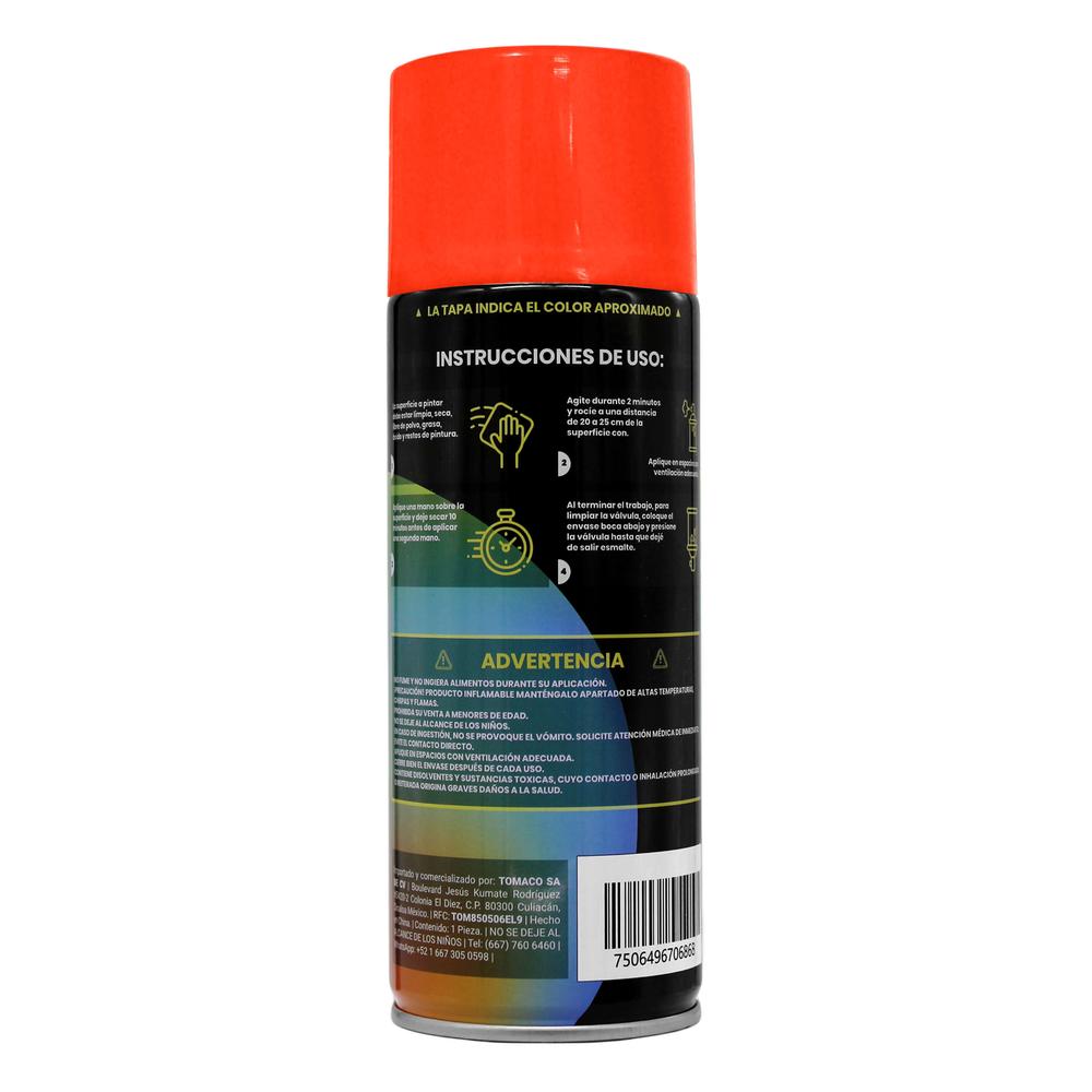 Foto 4 pulgar | Pack 12 Pinturas en Aerosol Maple Tools Anaranjada Fluorescente