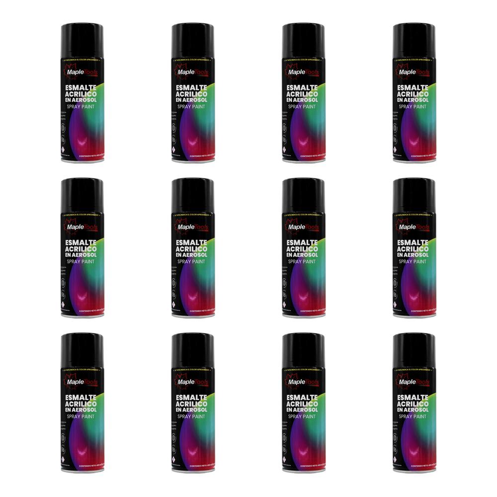 Foto 1 | Pack 12 Pinturas En Aerosol Negro Altas Temp Maple Tools