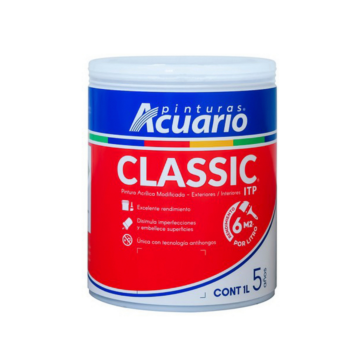 Foto 2 pulgar | Pintura Vinil Acrilica Acuario 1 Lt Blanco (itp Classic)