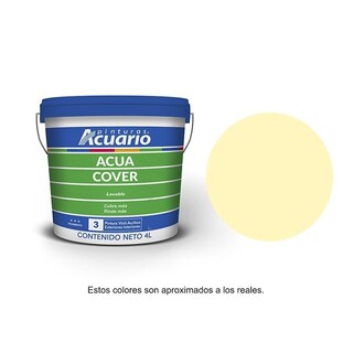 Foto 1 | Pintura Vinil Acrílica Lavable Pinturas Acuario Acua Cover Color Paja 4lt