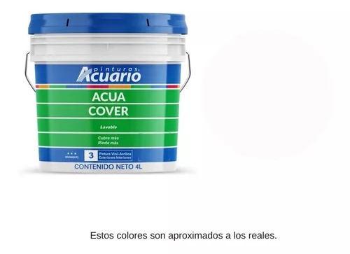 Foto 2 pulgar | Pintura Vinil Acrílica Lavable Pinturas Acuario Acua Cover Color Blanco 4lt