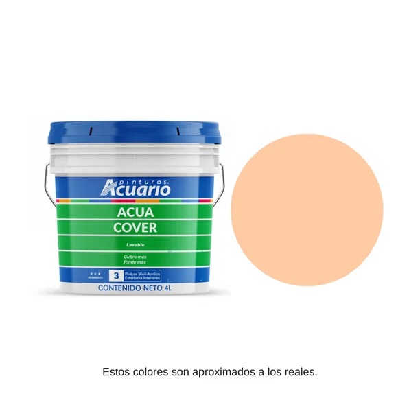 Foto 2 pulgar | Pintura Vinil Acrílica Acua Cover Color Salmon 4lt