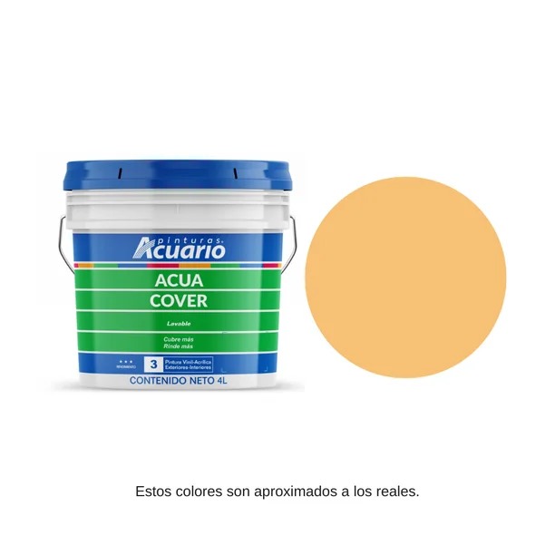 Foto 2 pulgar | Pintura Vinil Acrílica Lavable Pinturas Acuario Acua Cover Color Chabacano 4lt