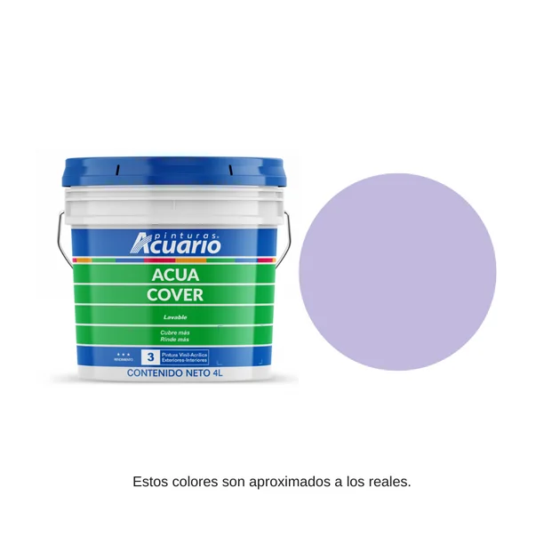 Foto 2 pulgar | Pintura Vinil Acrílica Lavable Pinturas Acuario Acua Cover Color Lila 4lt