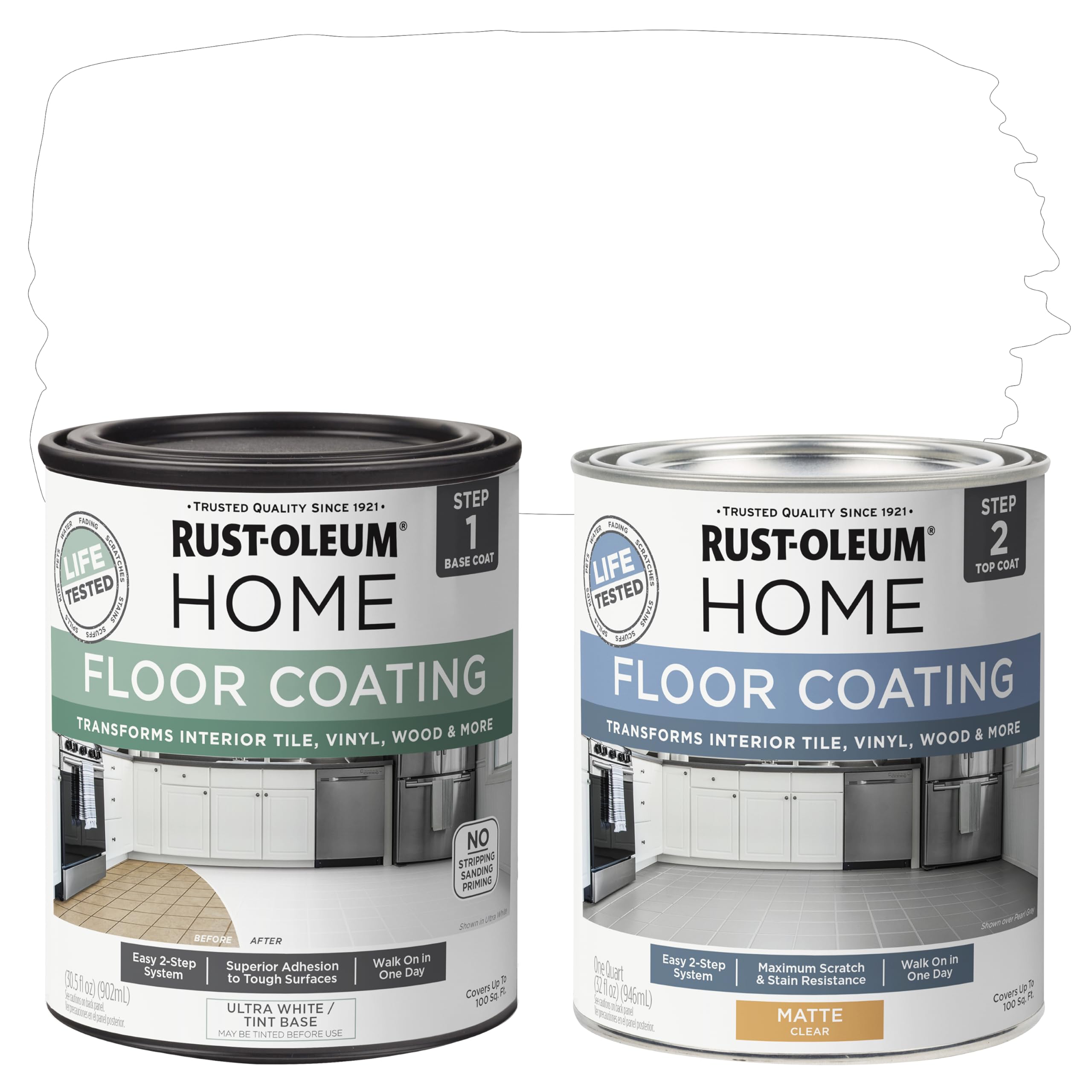 Foto 2 pulgar | Kit De Revestimiento De Suelo Rust-oleum 367591 Para Interiores Del Hogar, Color Blanco Mate - Venta Internacional.