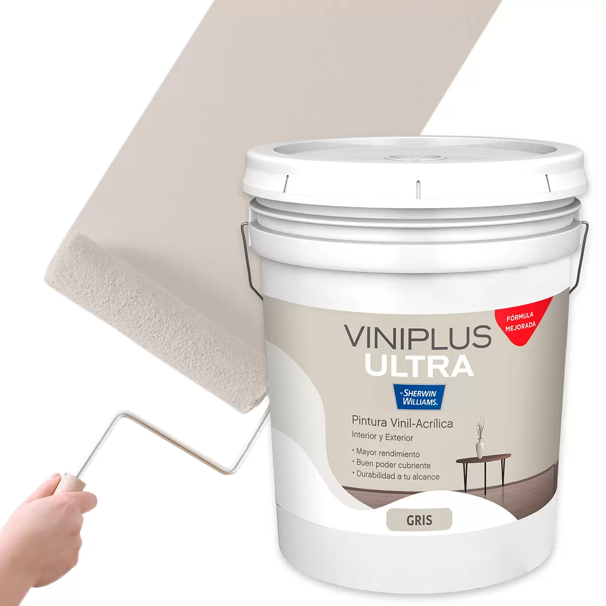 Foto 3 pulgar | Pintura Vinil Plus Vinil-acrílica Sherwin Williams Gris 19 L