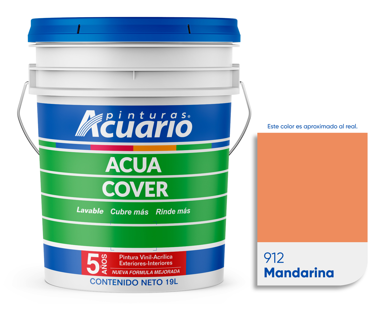 Foto 2 pulgar | Pintura Vinil Acrílica Lavable Pinturas Acuario 19 L Color Mandarina