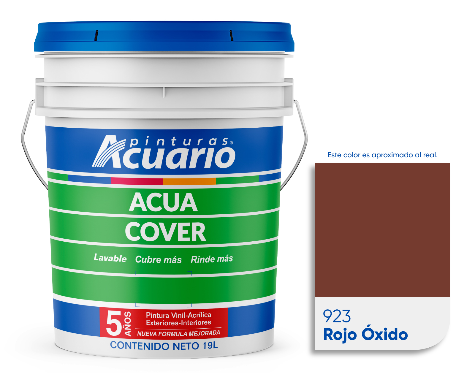 Foto 2 pulgar | Pintura Vinil Acrílica Lavable Pinturas Acuario Acua Cover 3 Años 19 Litros Exteriores Interiores Color Rojo oxido