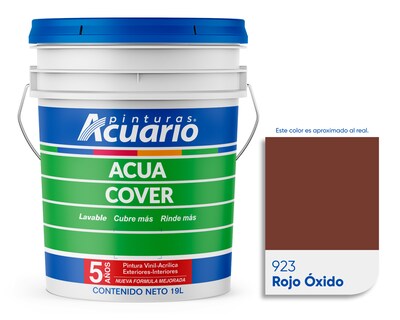 Foto 1 | Pintura Vinil Acrílica Lavable Pinturas Acuario Acua Cover 3 Años 19 Litros Exteriores Interiores Color Rojo oxido