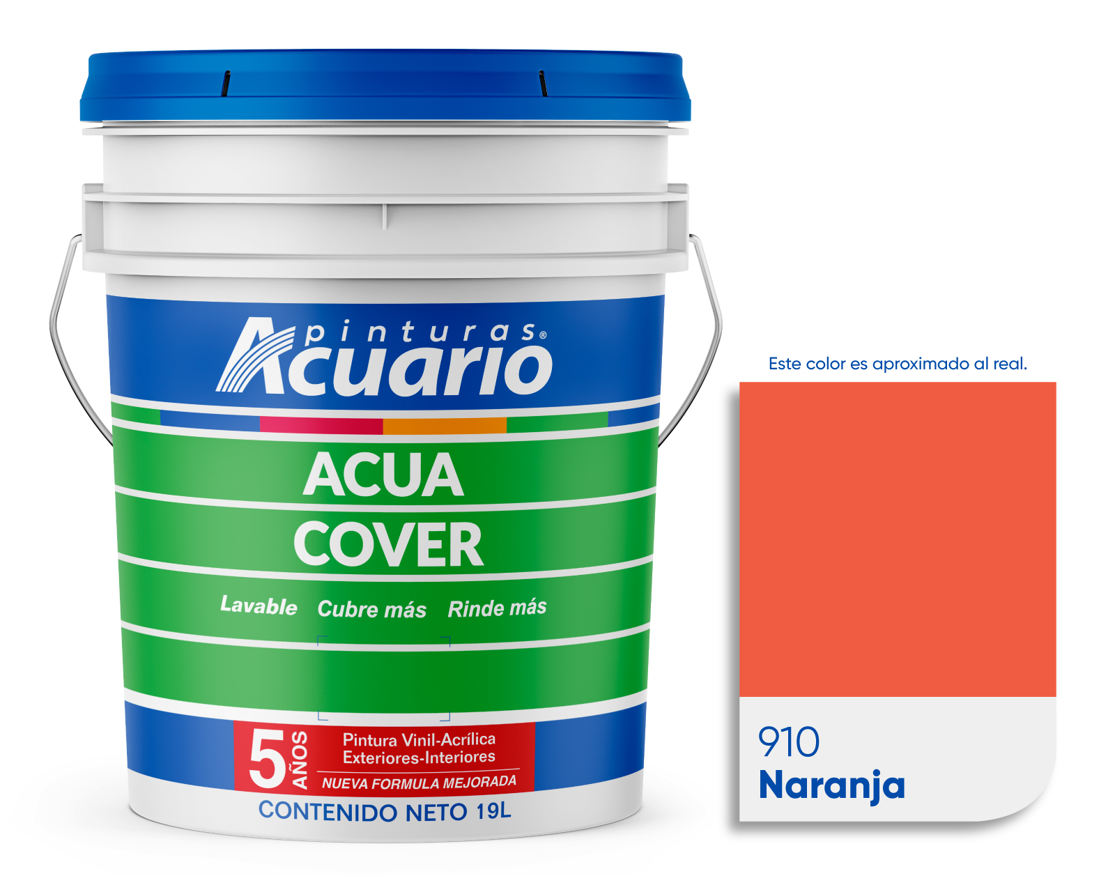 Foto 2 pulgar | Pintura Vinil Acrílica Lavable Pinturas Acuario Color Naranja 19 L