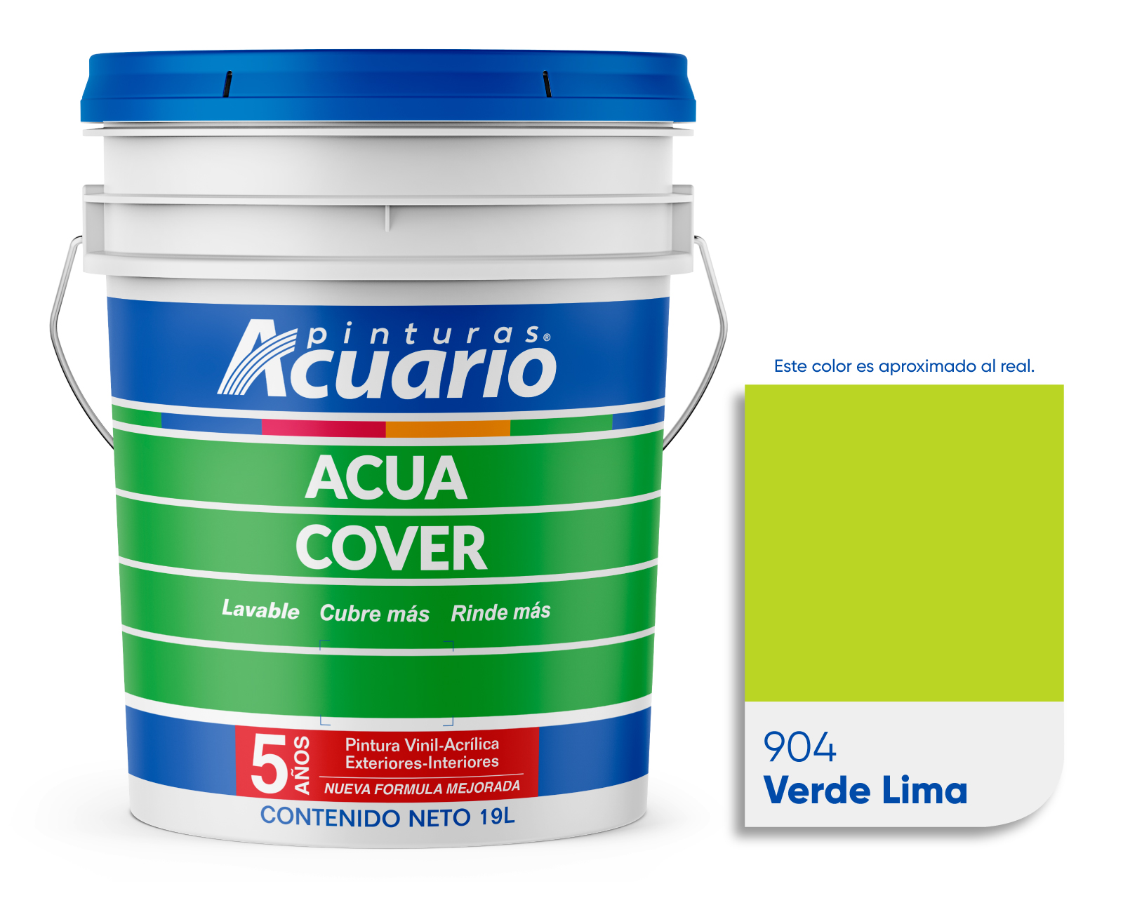 Foto 2 pulgar | Pintura Vinil Acrílica Lavable Pinturas Acuario Color Verde Lima 19 L