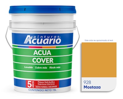 Foto 1 | Pintura Vinil Acrílica Lavable Pinturas Acuario Acua Cover 3 Años 19 Litros Exteriores Interiores color Mostaza