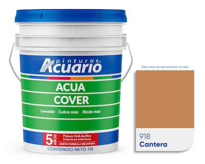 Foto 1 | Pintura Vinil Acrílica Lavable Pinturas Acuario Acua Cover 3 Años 19 Litros Exteriores Interiores Color Cantera