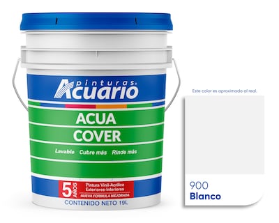 Foto 1 | Pintura Vinil Acrílica Lavable Pinturas Acuario Acua Cover 3 Años 19 Litros Exteriores Interiores Color Blanco