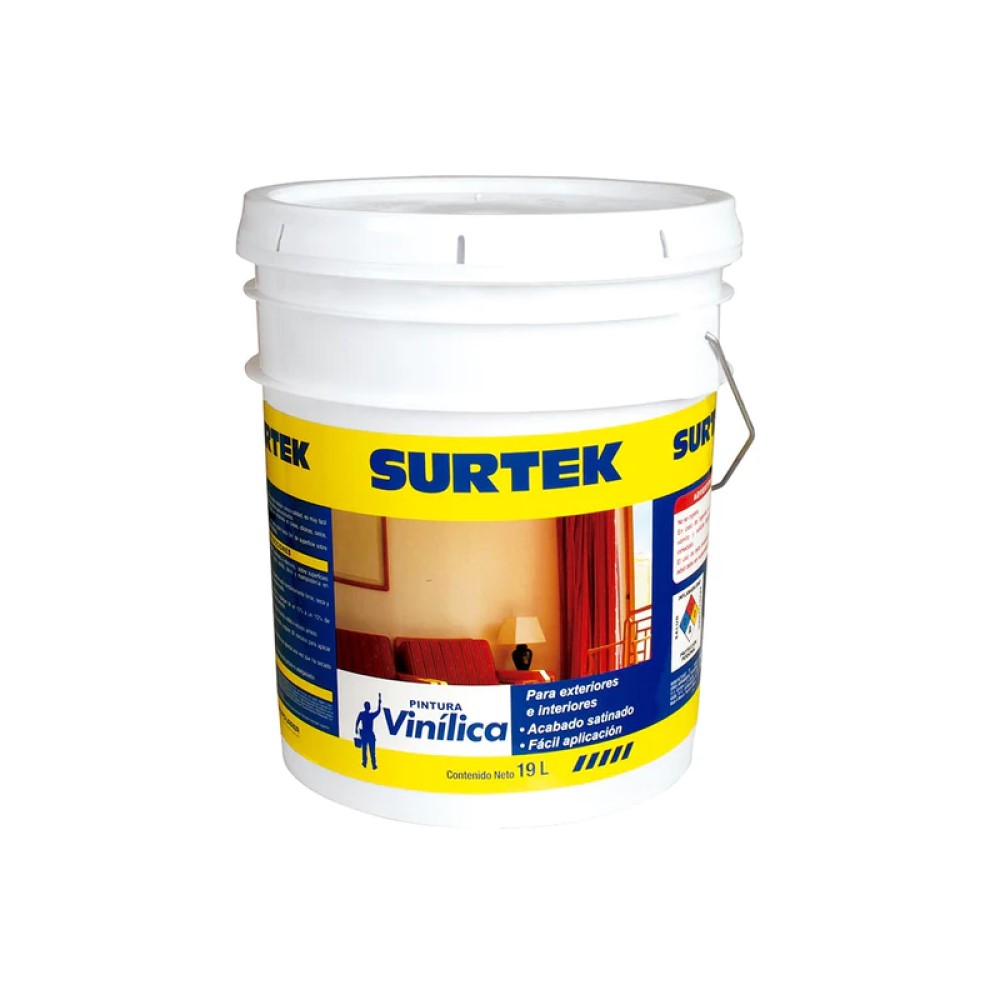 Foto 2 pulgar | Cubeta de Pintura Vinilica Surtek SP20400 color Blanco 19 L Acrílica