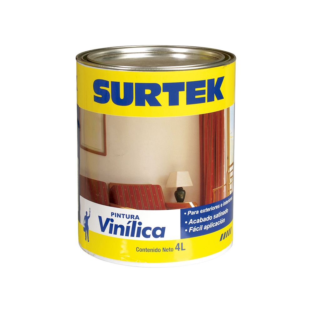 Foto 2 pulgar | Cubeta De Pintura Vinílica 4 Lt Color Blanco Surtek