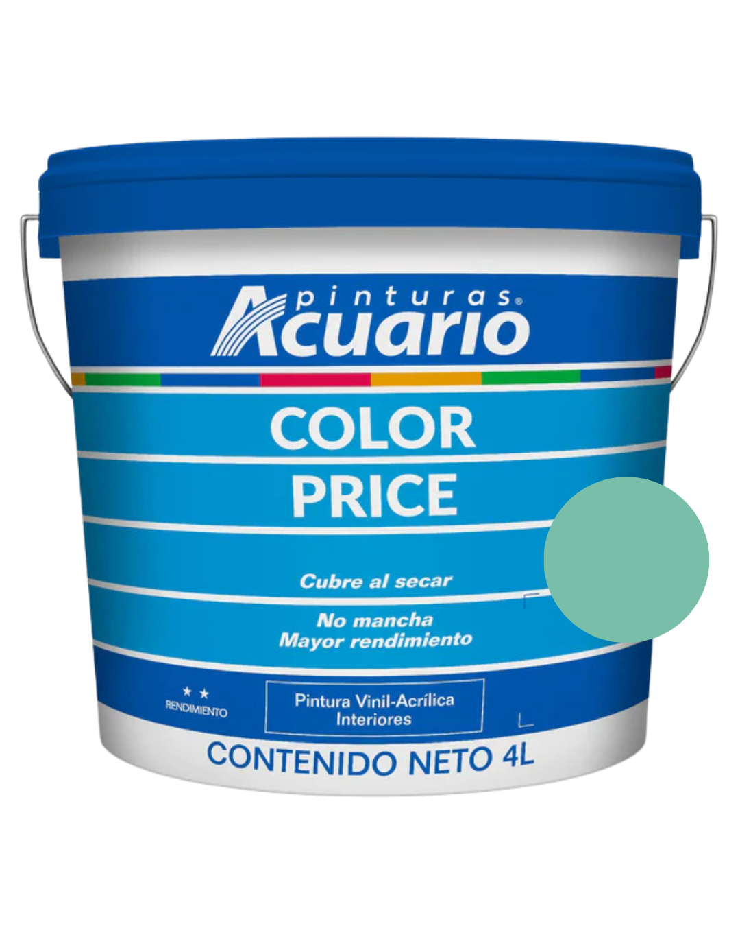 Foto 2 pulgar | Galon De Pintura Vinilica Lavable Acuario Color Price 4lt - Color Turquesa