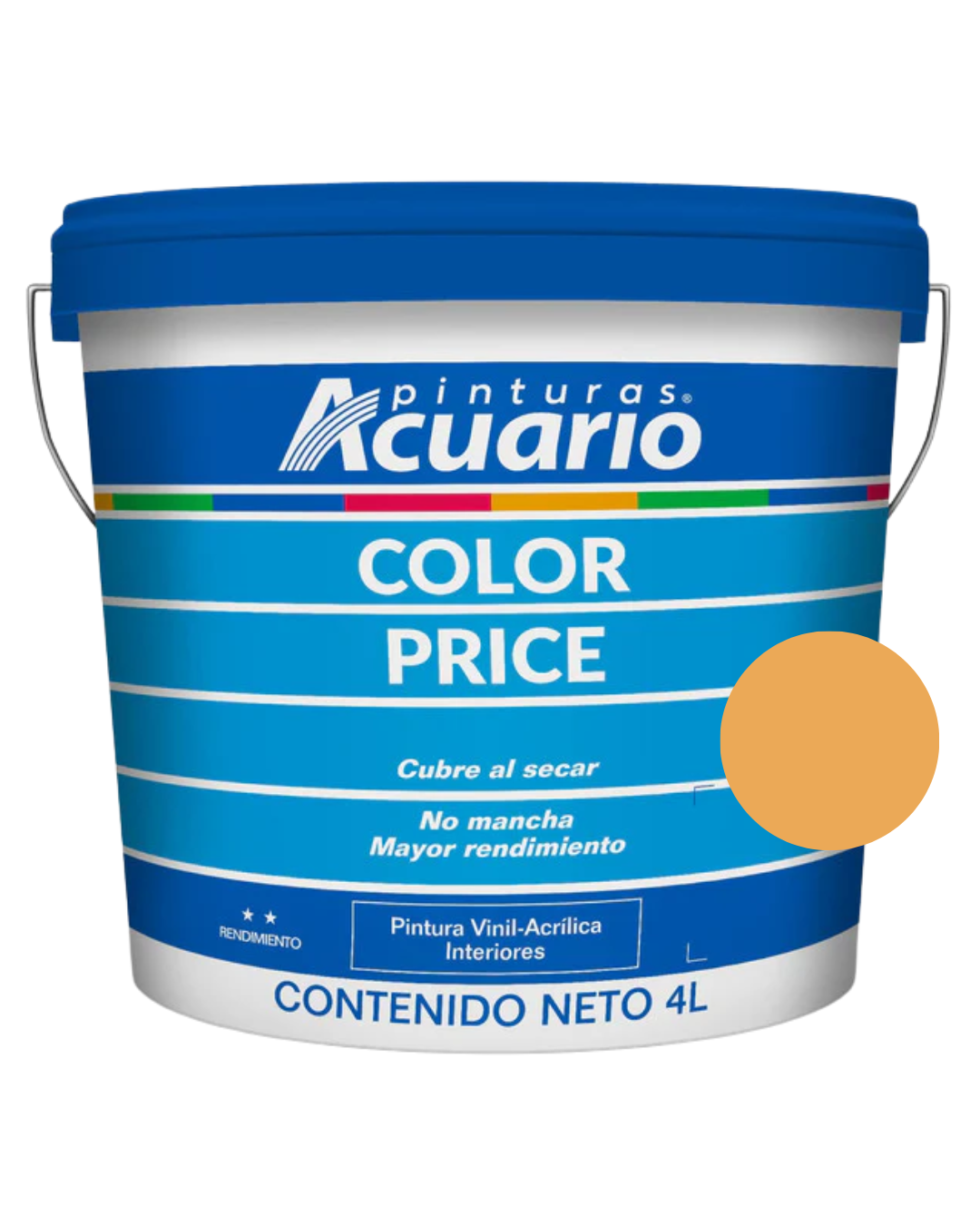 Foto 2 pulgar | Galon De Pintura Vinilica Lavable Acuario Color Price 4lt - Color Amarillo Colonial