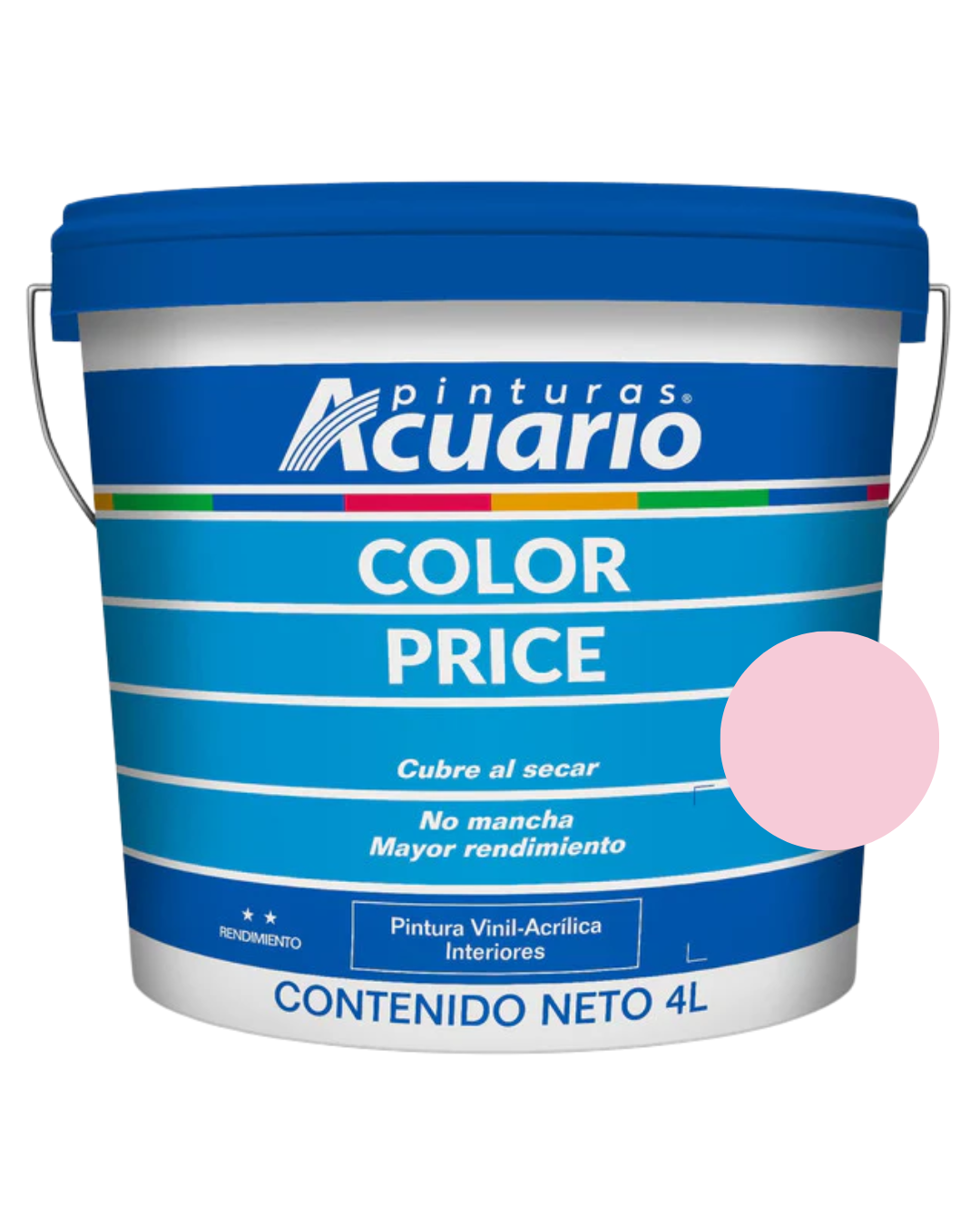 Foto 2 pulgar | Galon De Pintura Vinilica Lavable Acuario Color Price 4lt - Color Rosa