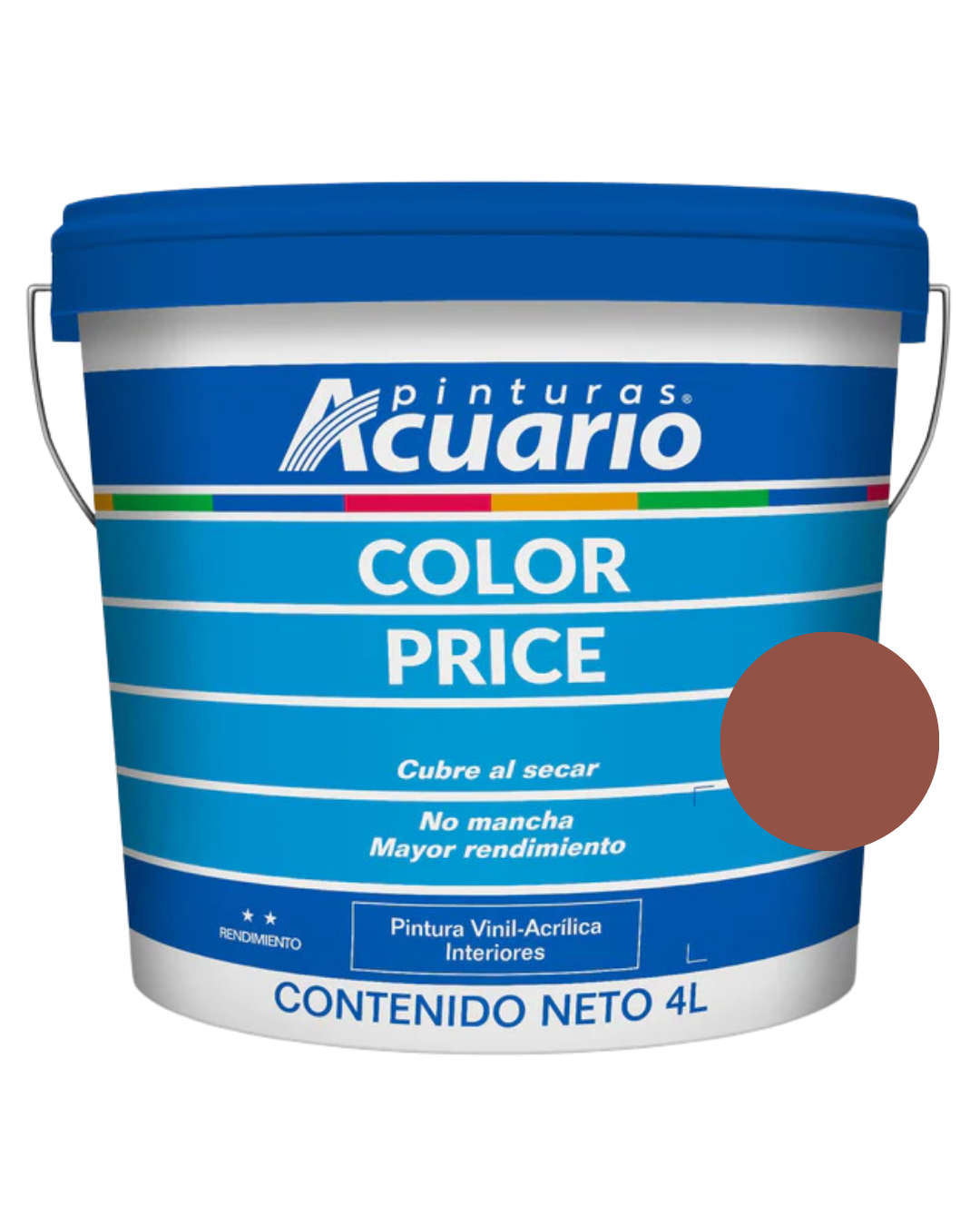 Foto 2 pulgar | Galon De Pintura Vinilica Lavable Acuario Color Price 4lt - Color Rojo Oxido