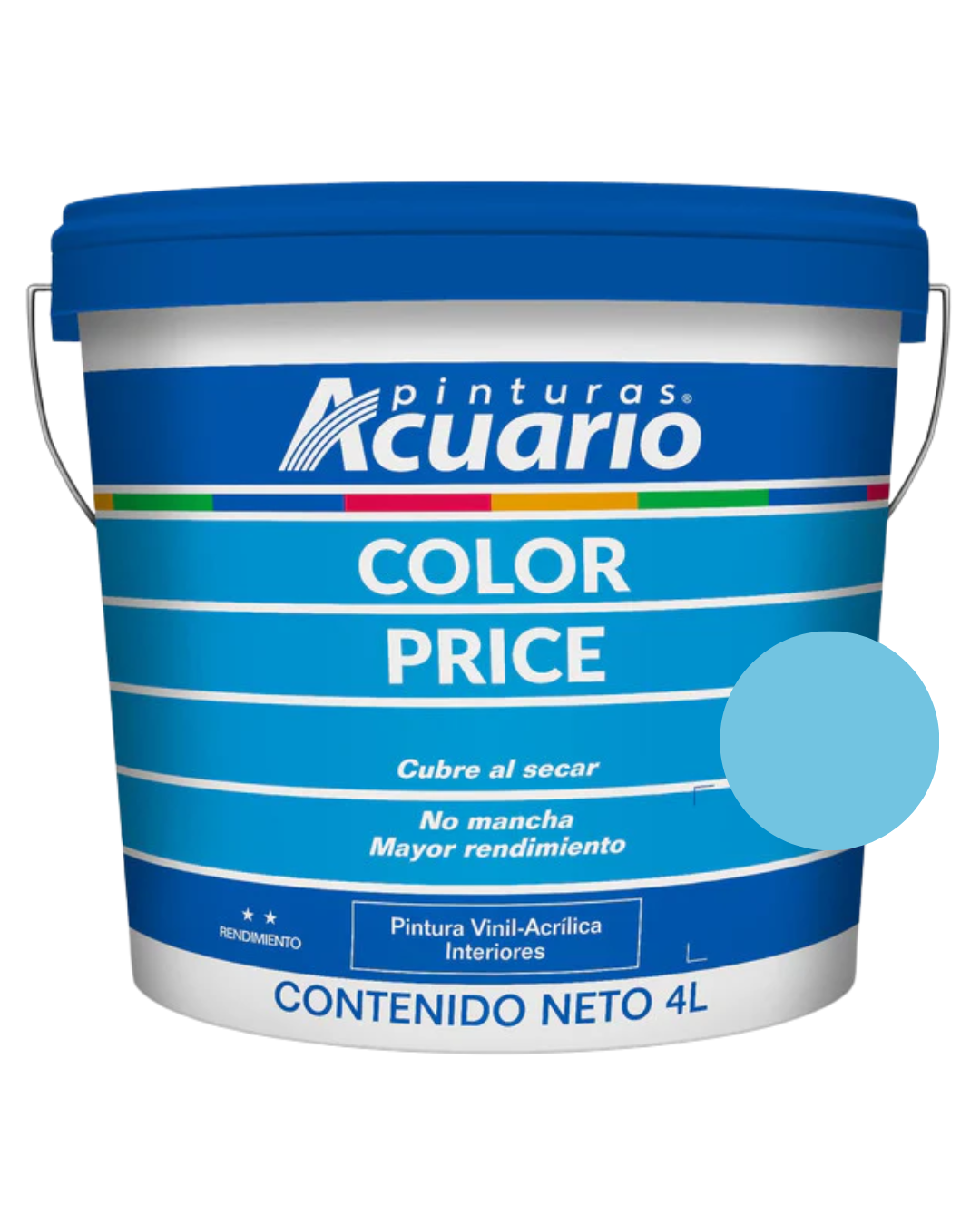 Foto 2 pulgar | Galon De Pintura Vinilica Lavable Acuario Color Price 4lt - Color Azul Cielo
