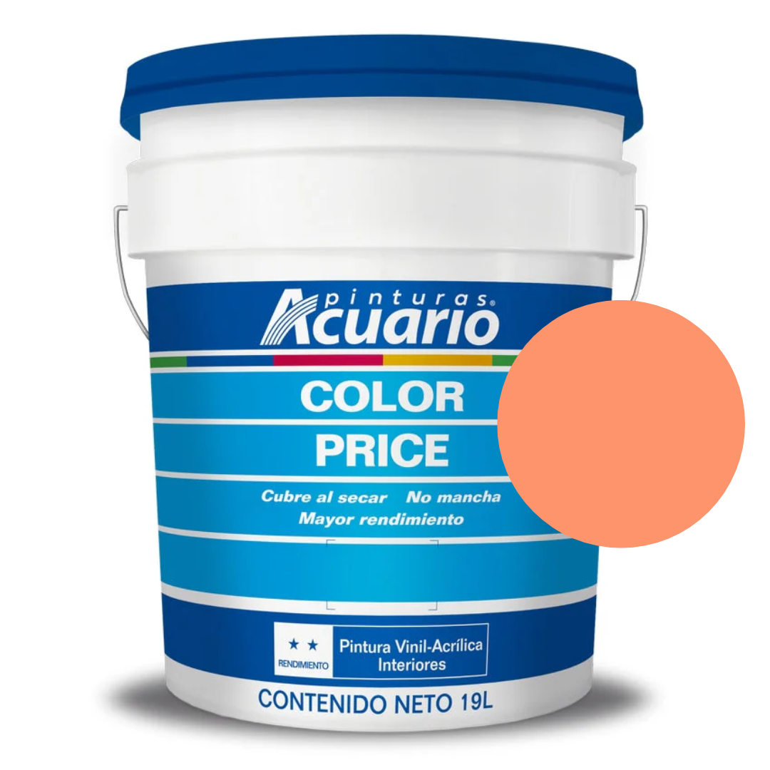 Foto 2 pulgar | Cubeta De Pintura Vinilica Lavable Acuario Color Price 19lt - Color Mandarina
