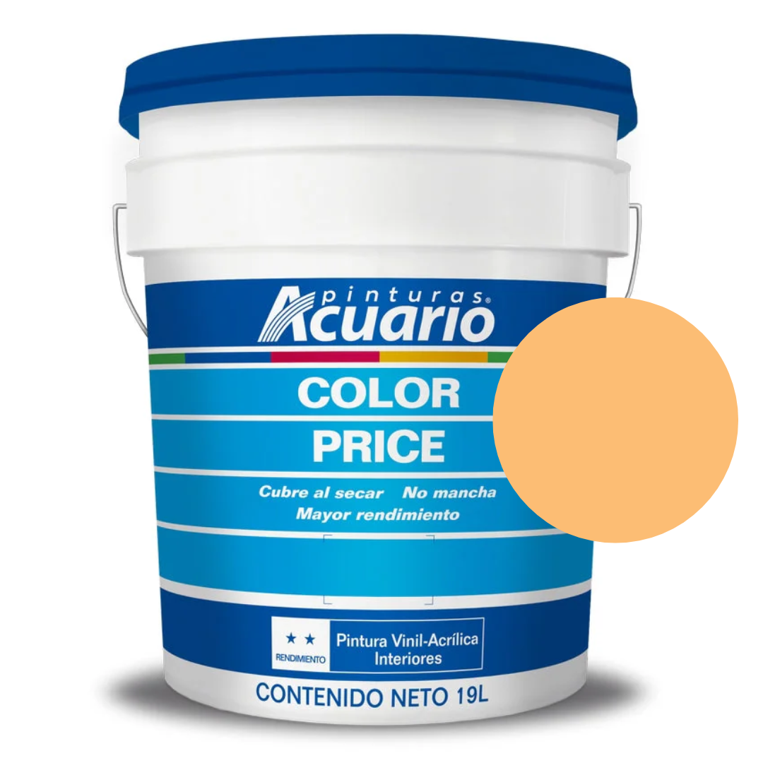 Foto 2 pulgar | Cubeta De Pintura Vinilica Lavable Acuario Color Price 19lt - Color Durazno