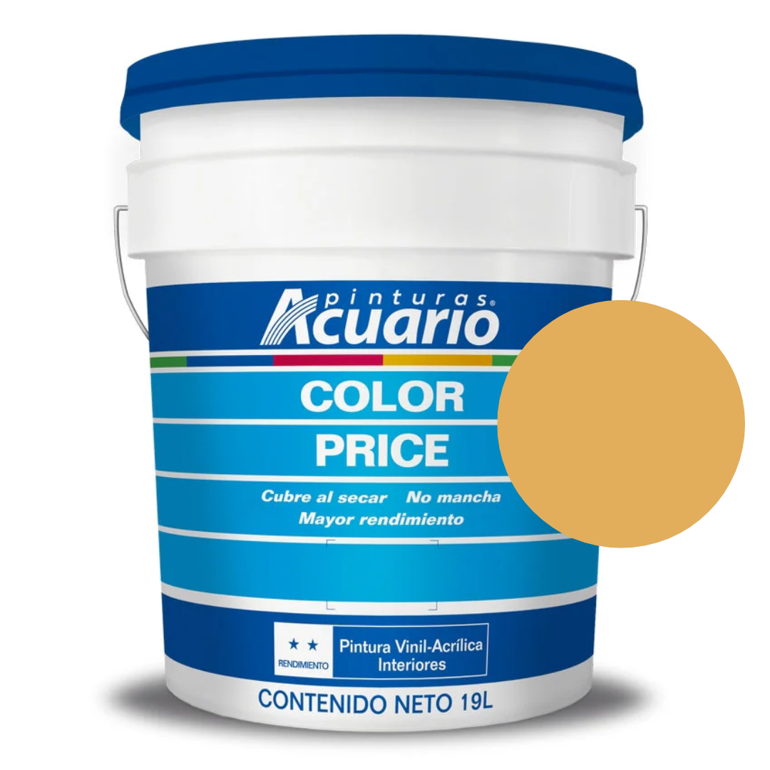 Foto 2 pulgar | Cubeta De Pintura Vinilica Lavable Acuario Color Price 19lt - Color Ocre
