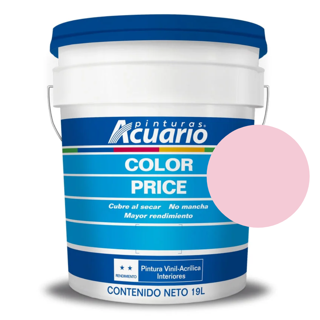 Foto 2 pulgar | Cubeta De Pintura Vinilica Lavable Acuario Color Price 19lt - Color Rosa