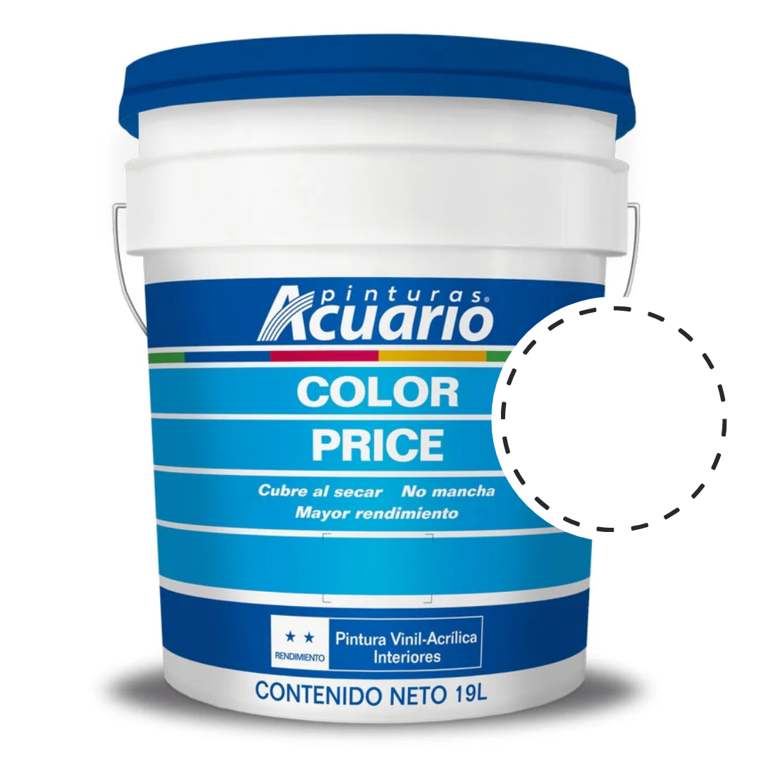 Foto 2 pulgar | Cubeta De Pintura Vinilica Lavable Acuario Color Price 19lt - Color Blanco