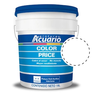 Foto 1 | Cubeta De Pintura Vinilica Lavable Acuario Color Price 19lt - Color Blanco