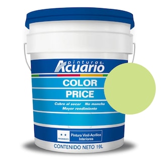 Foto 1 | Cubeta De Pintura Vinilica Lavable Acuario Color Price 19lt - Color Verde Natural