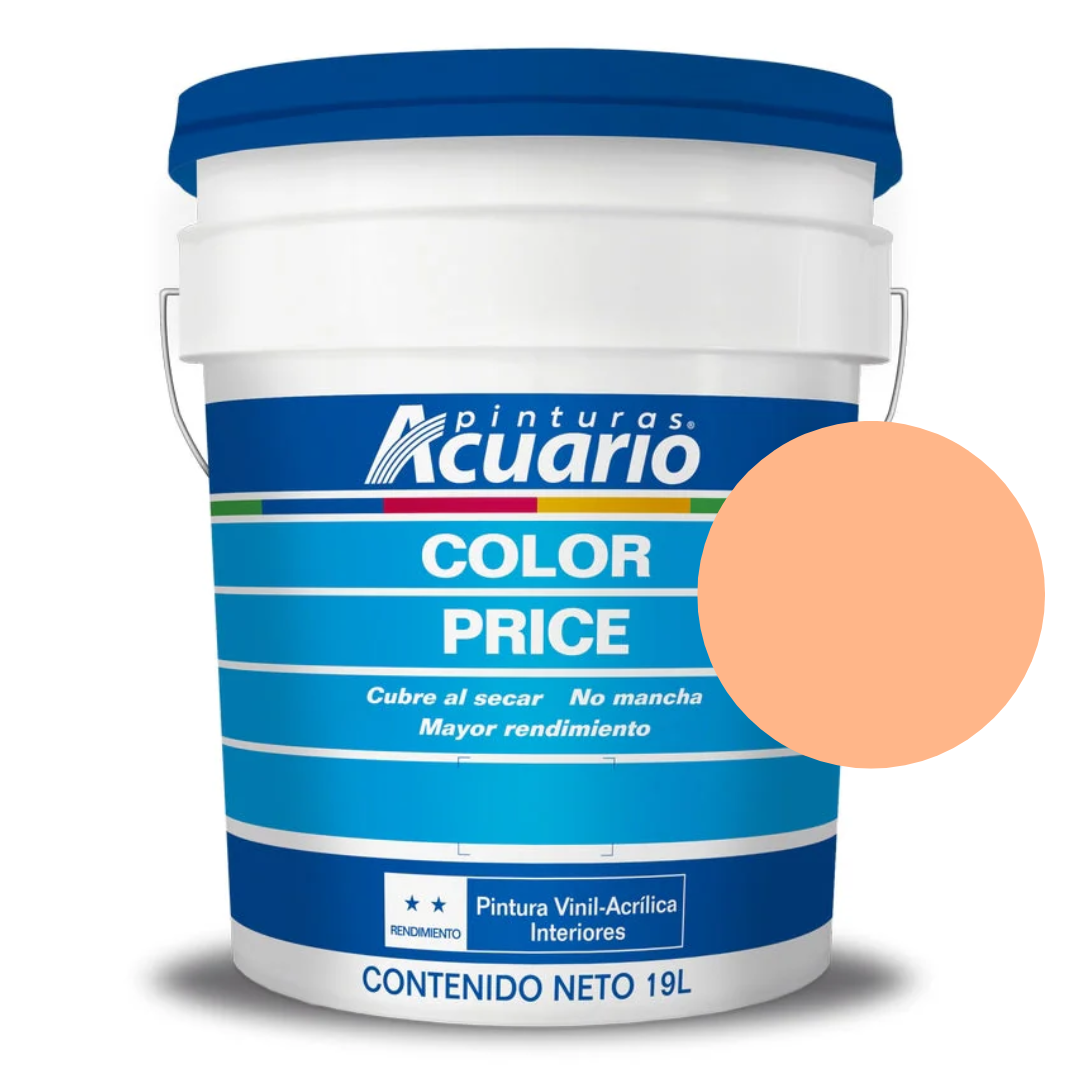 Foto 2 pulgar | Cubeta De Pintura Vinilica Lavable Acuario Color Price 19lt - Color Salmon