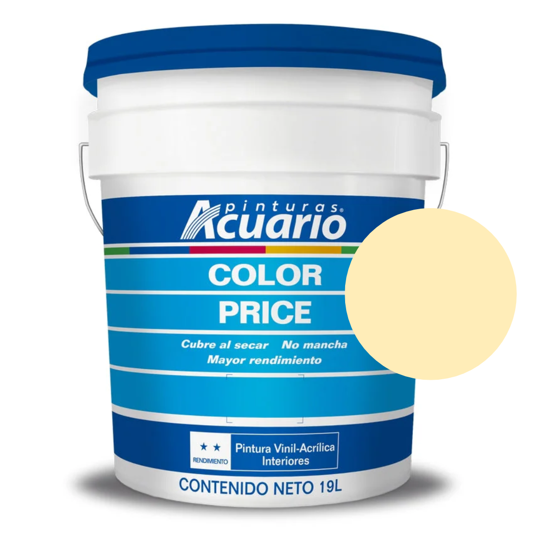 Foto 2 pulgar | Cubeta De Pintura Vinilica Lavable Acuario Color Price 19lt - Color Paja