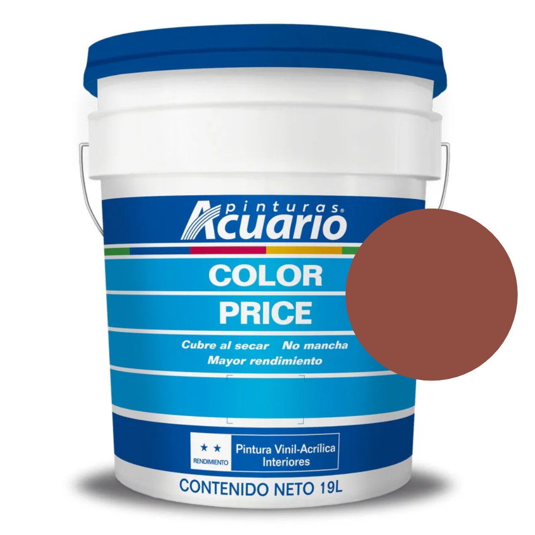 Foto 1 | Cubeta De Pintura Vinilica Lavable Acuario Color Price 19lt - Color Rojo Oxido