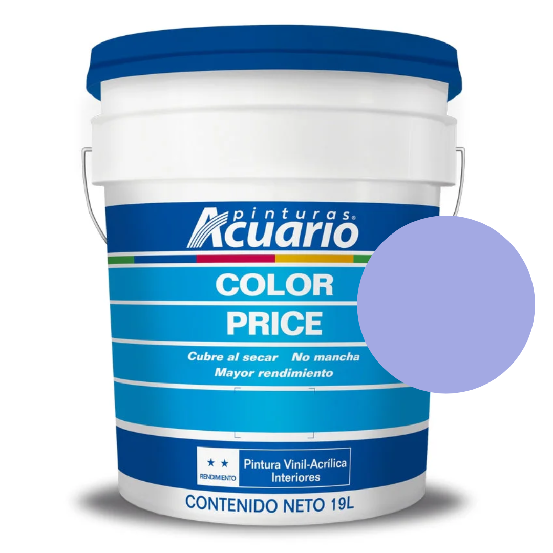 Foto 2 pulgar | Cubeta De Pintura Vinilica Lavable Acuario Color Price 19lt - Color Lila