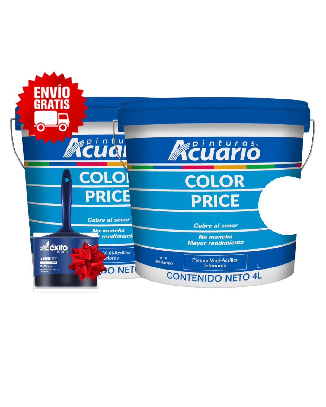 Foto 2 pulgar | Combo 2 Galones Pintura Acuario 4l Vinílica Lavable + Brocha | Envío Gratis - Color Blanco