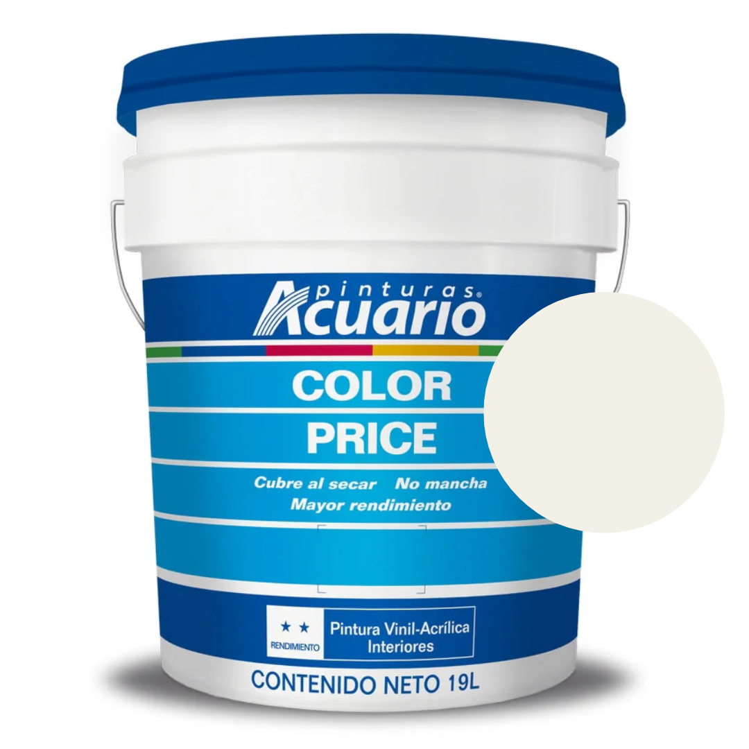 Foto 2 pulgar | Cubeta De Pintura Vinilica Lavable Acuario Color Price 19lt - Color Blanco Ostion