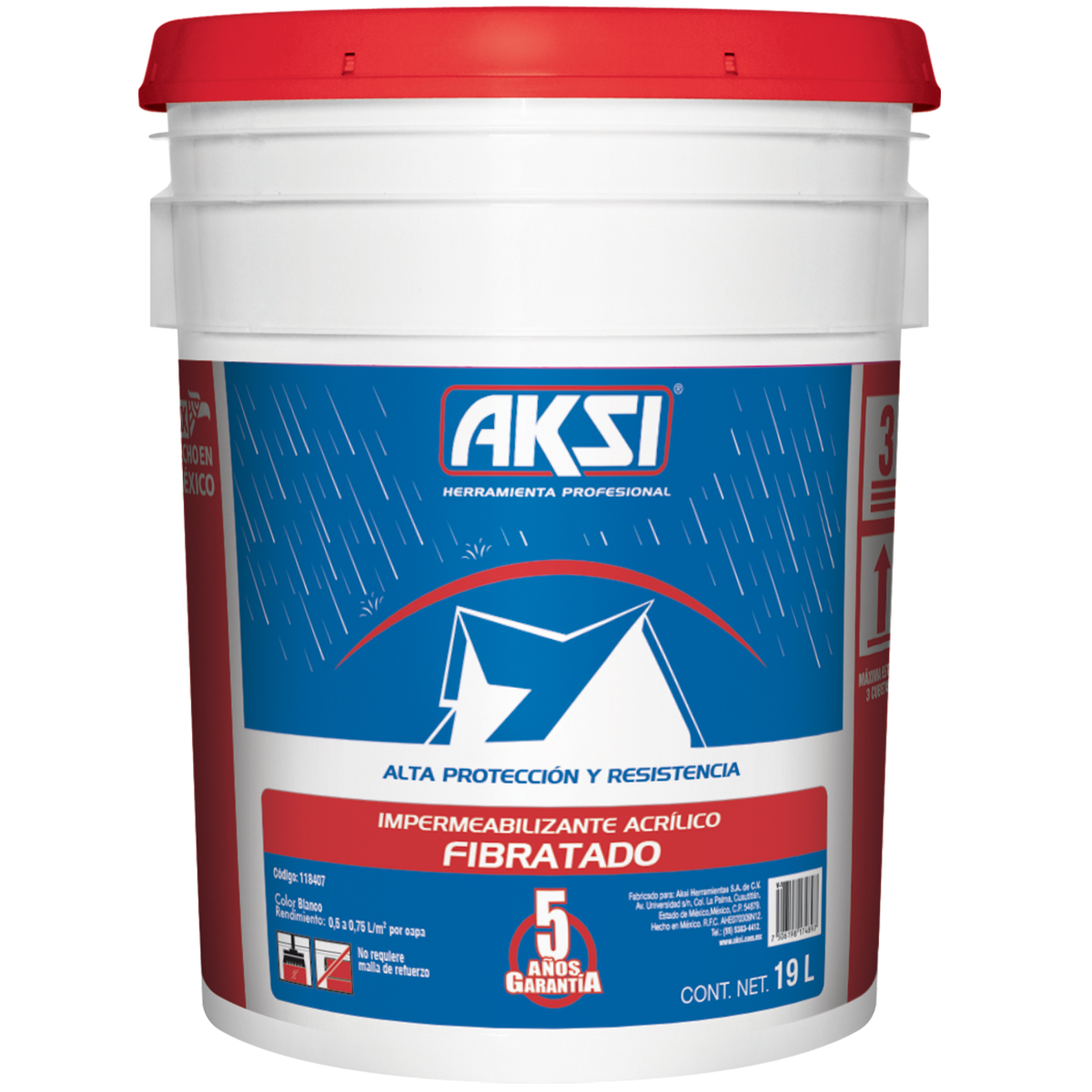 Foto 2 pulgar | Impermeabilizante Fibratado Aksi Cubeta 19 L Blanco 0.5 - 0.75 L X M2