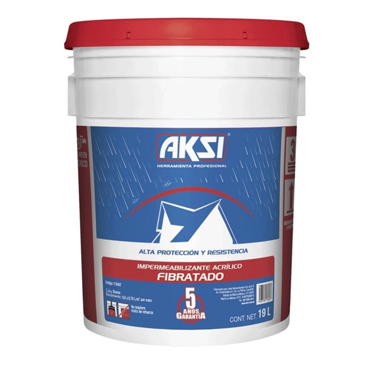 Foto 1 | Impermeabilizante Fibratado Aksi Cubeta 19 L Rojo 0.5 - 0.75 L X M2