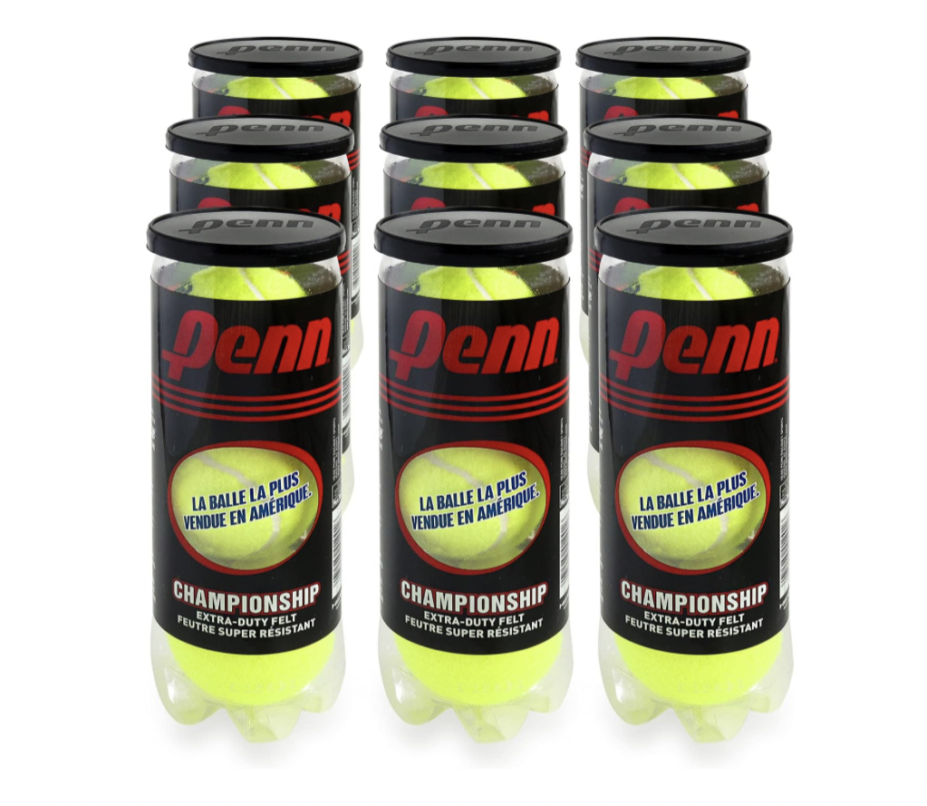 Pelotas de Tenis Penn Championship color Verde Extra Resistentes 9 Latas 27 Pelotas