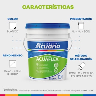 Foto 2 | Impermeabilizante Acuario Acuaflex 10 Años Blanco 19 L