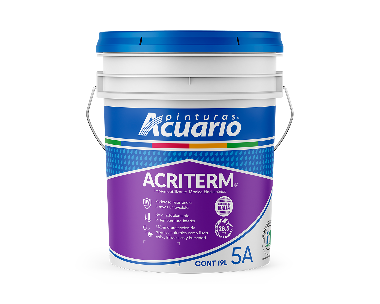 Foto 2 pulgar | Impermeabilizante Pinturas Acuario Acriterm 5 Años color Blanco 19l