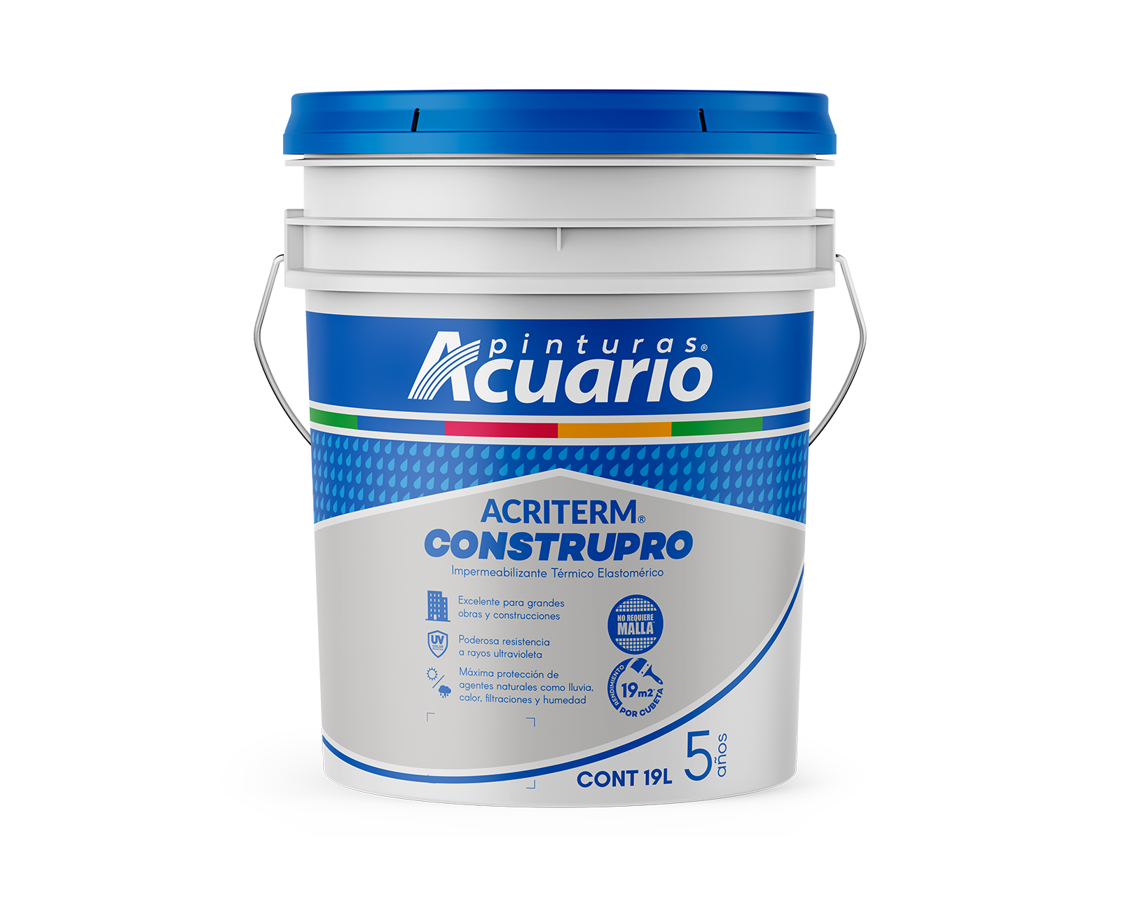 Impermeabilizante Pinturas Acuario Acriterm Construpro de 19 L