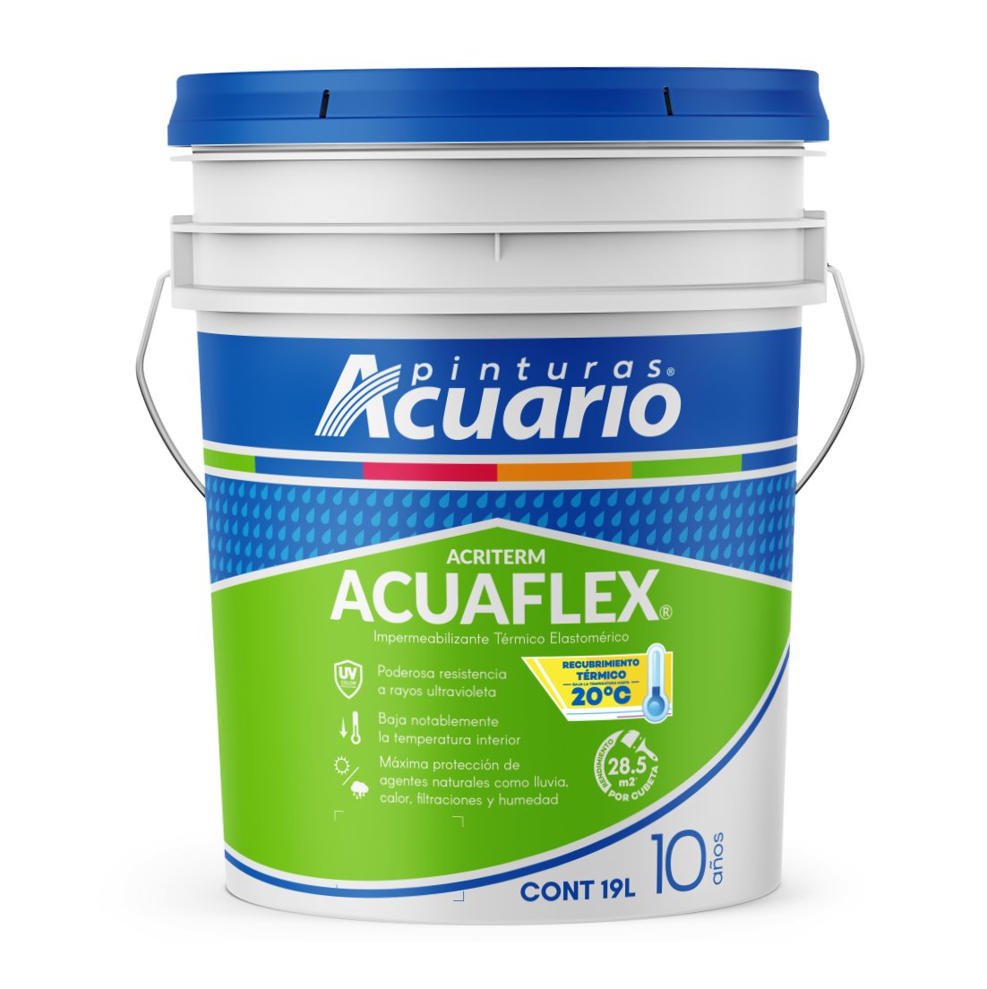 Impermeabilizante Con Aislante Termico Acuaflex 10 Años 19l Blanco